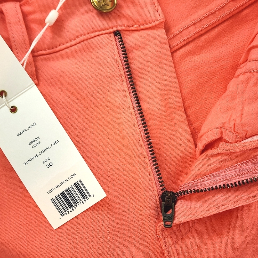 NWT Tory Burch Mara Sunrise Coral Jeans Size 30 - Picture 8 of 9